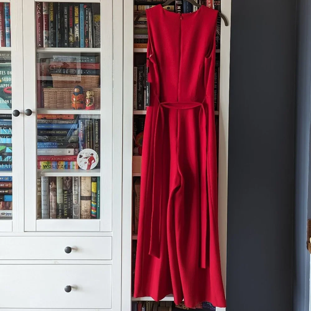 Karl Lagerfeld Red Belted Jumpsuit // Wide Leg & Cropped // Size 6 // NWT - Picture 2 of 7